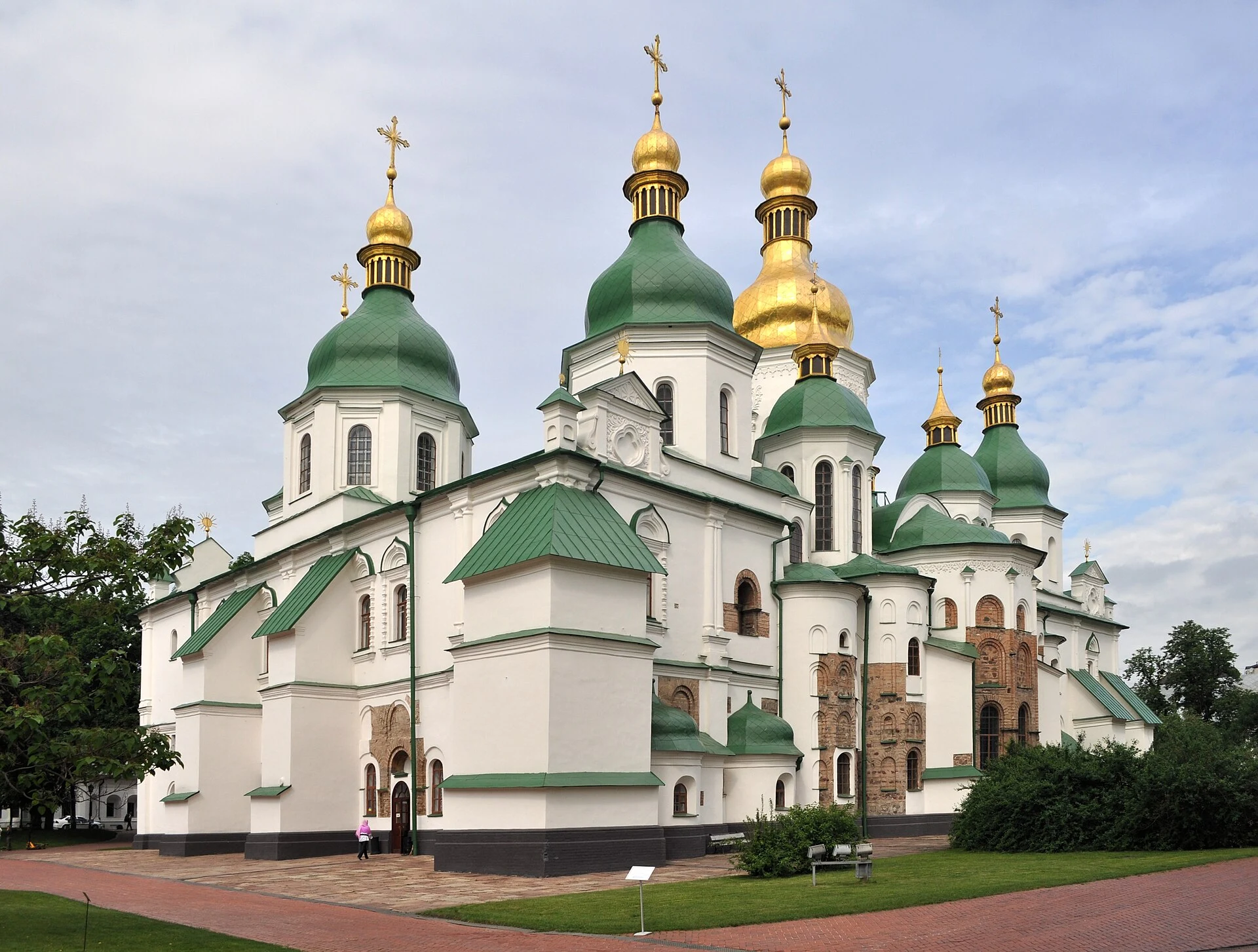 Détail de mosaïques ou de fresques historiques de la cathédrale Sainte-Sophie de Kyiv.