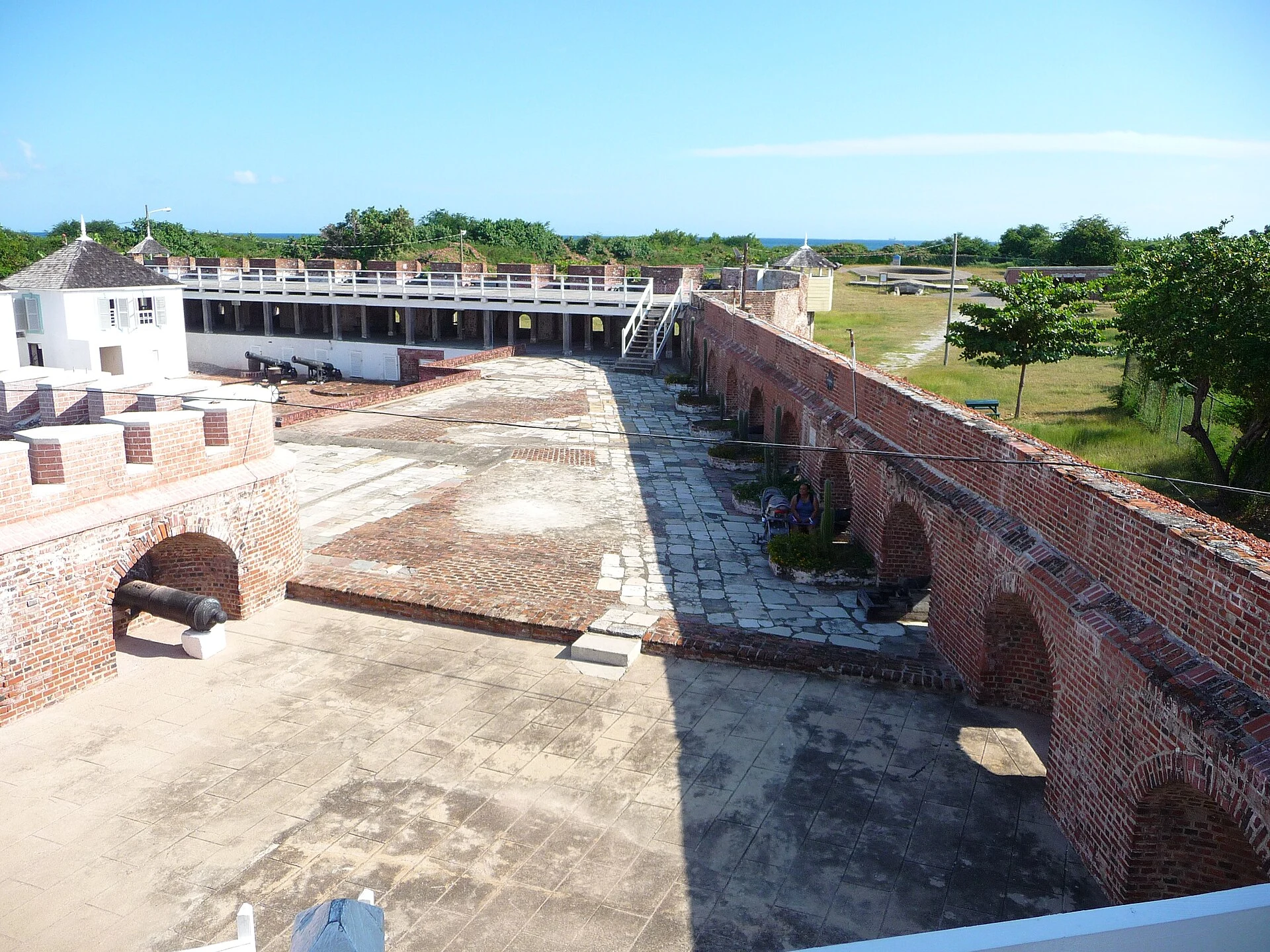 The tilted Giddy House inside Fort Charles, Port Royal.