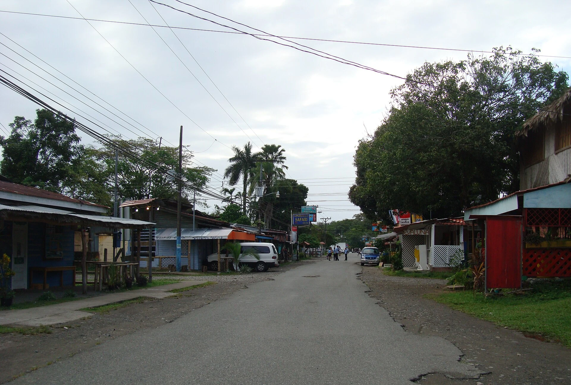 Cahuita streetscape placing the national park in its Caribbean community context.