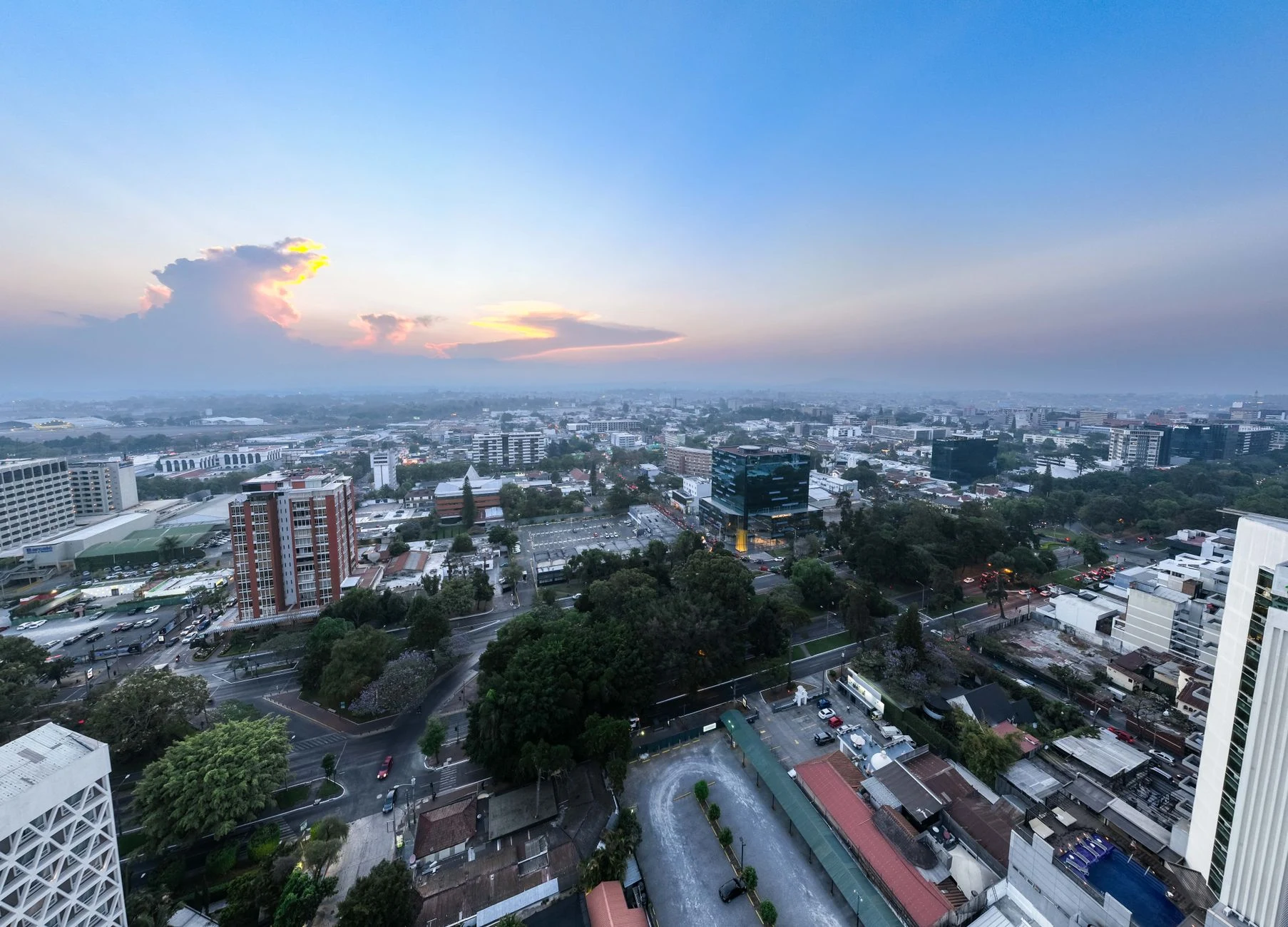 Urban panorama of Guatemala City.