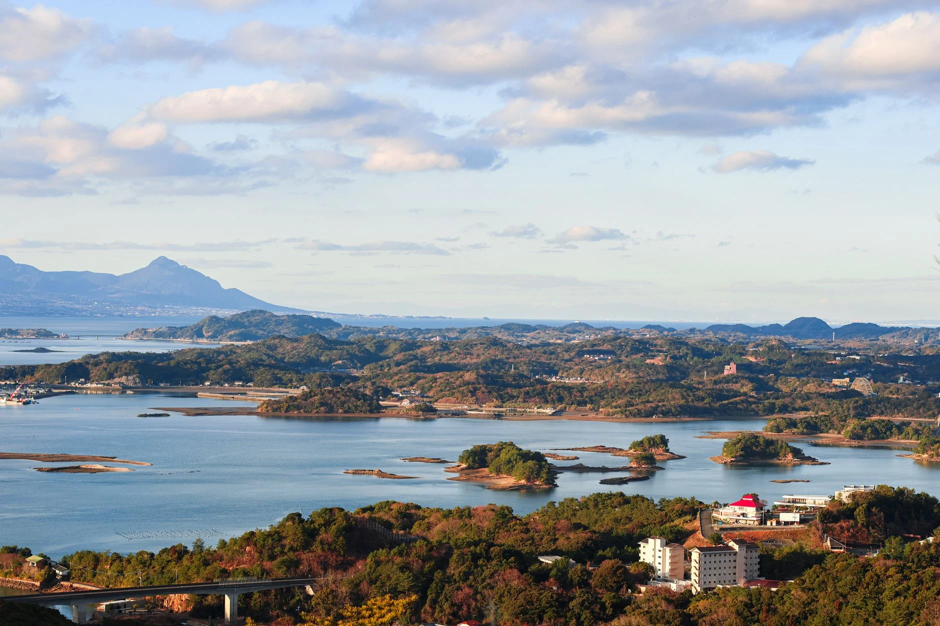 Japanese coastal landscape seen from the air, with no identified location.