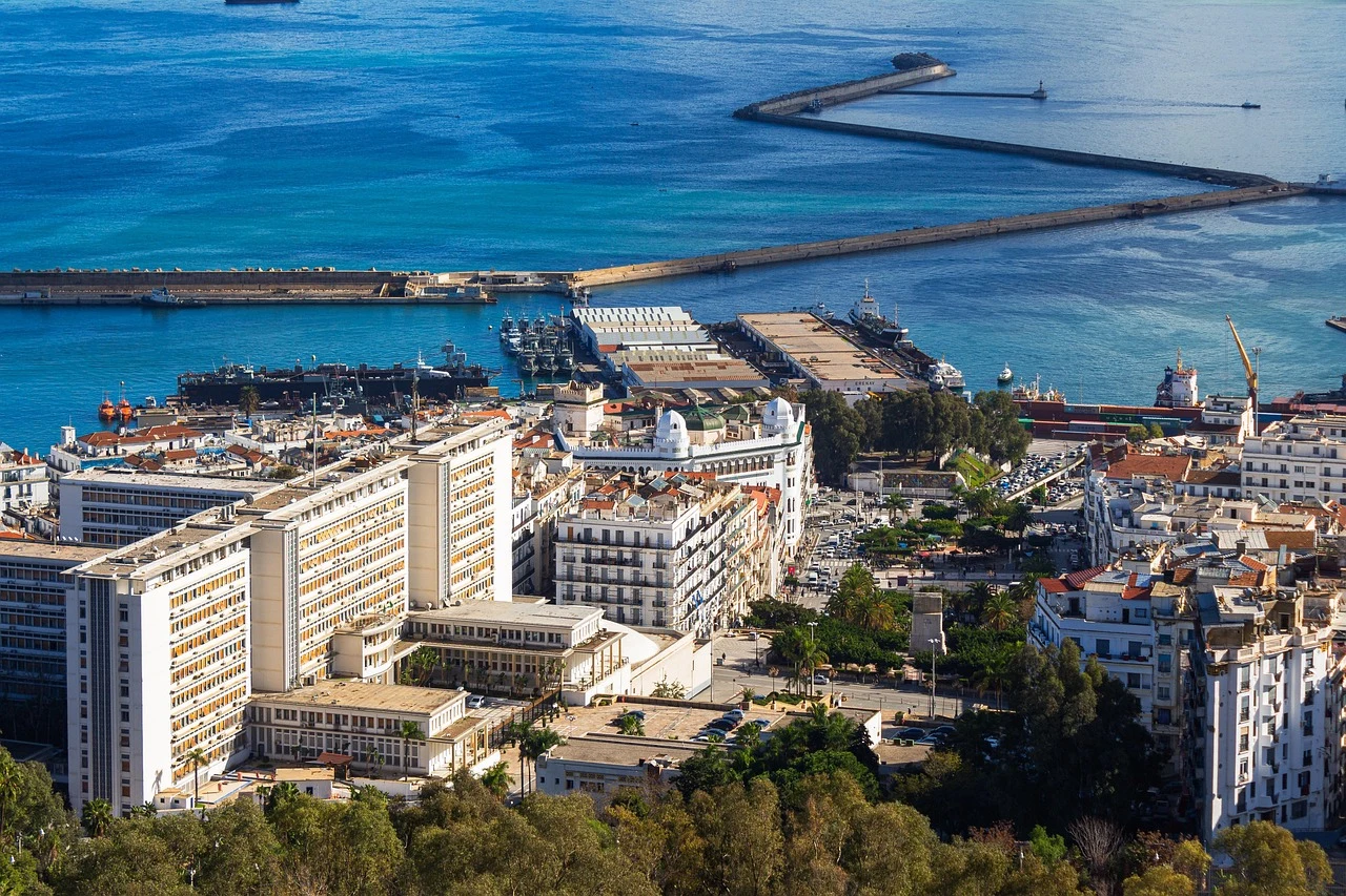 Contemporary coastal landscape in Algeria on the Mediterranean.