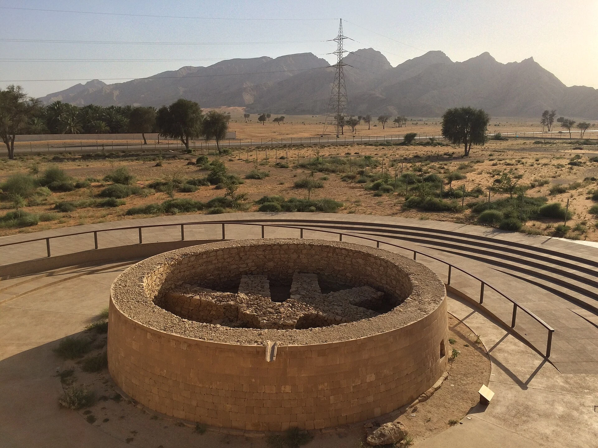 Circular Umm an-Nar tomb in Mleiha's archaeological landscape.