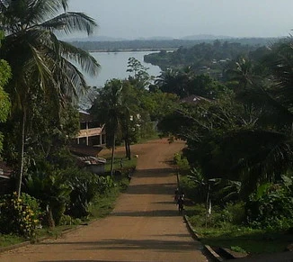 Atlantic coast and headland at Robertsport, Liberia.