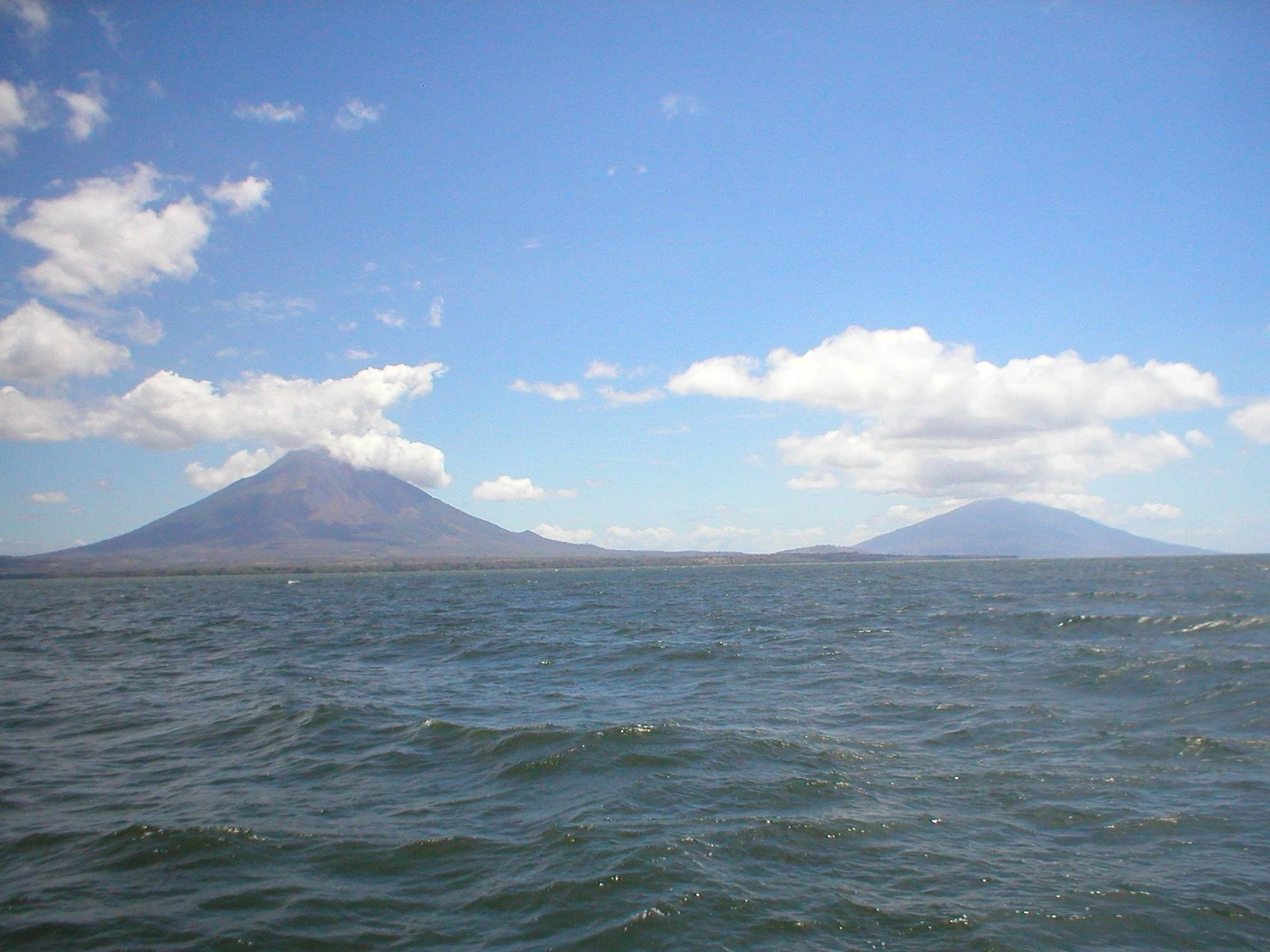 Concepción and Maderas volcanoes rise above Lake Nicaragua on Ometepe.