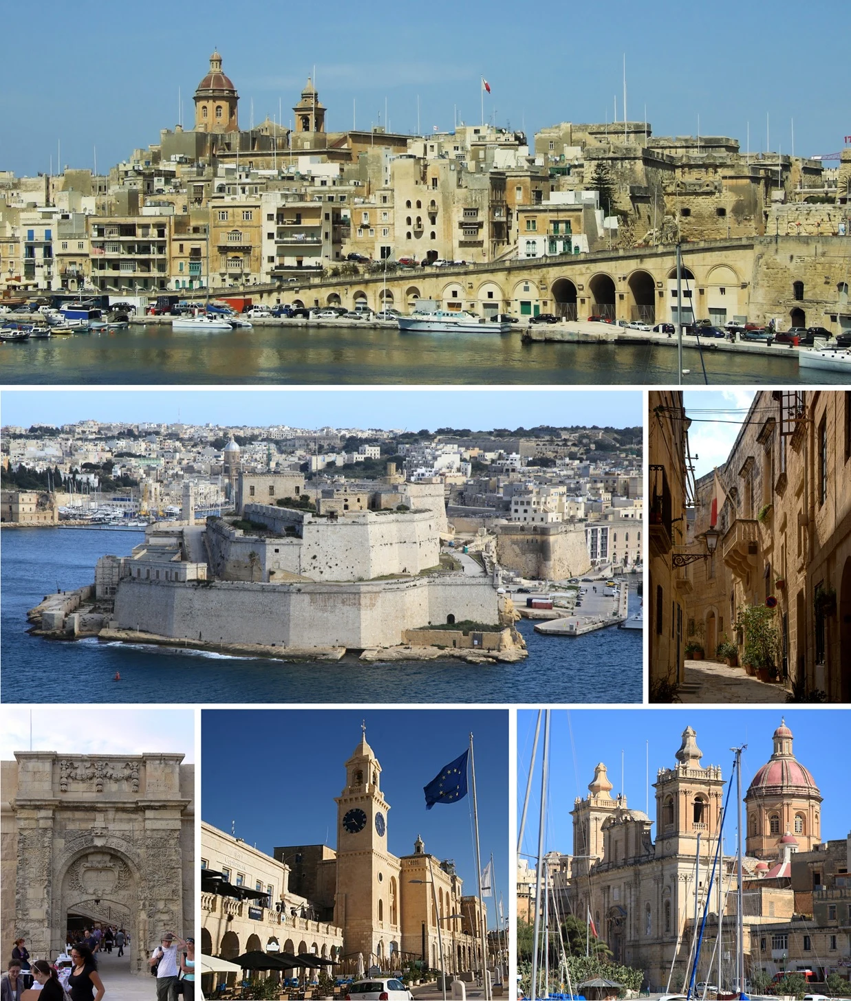 Fort St Angelo and Birgu fortifications facing the Grand Harbour.