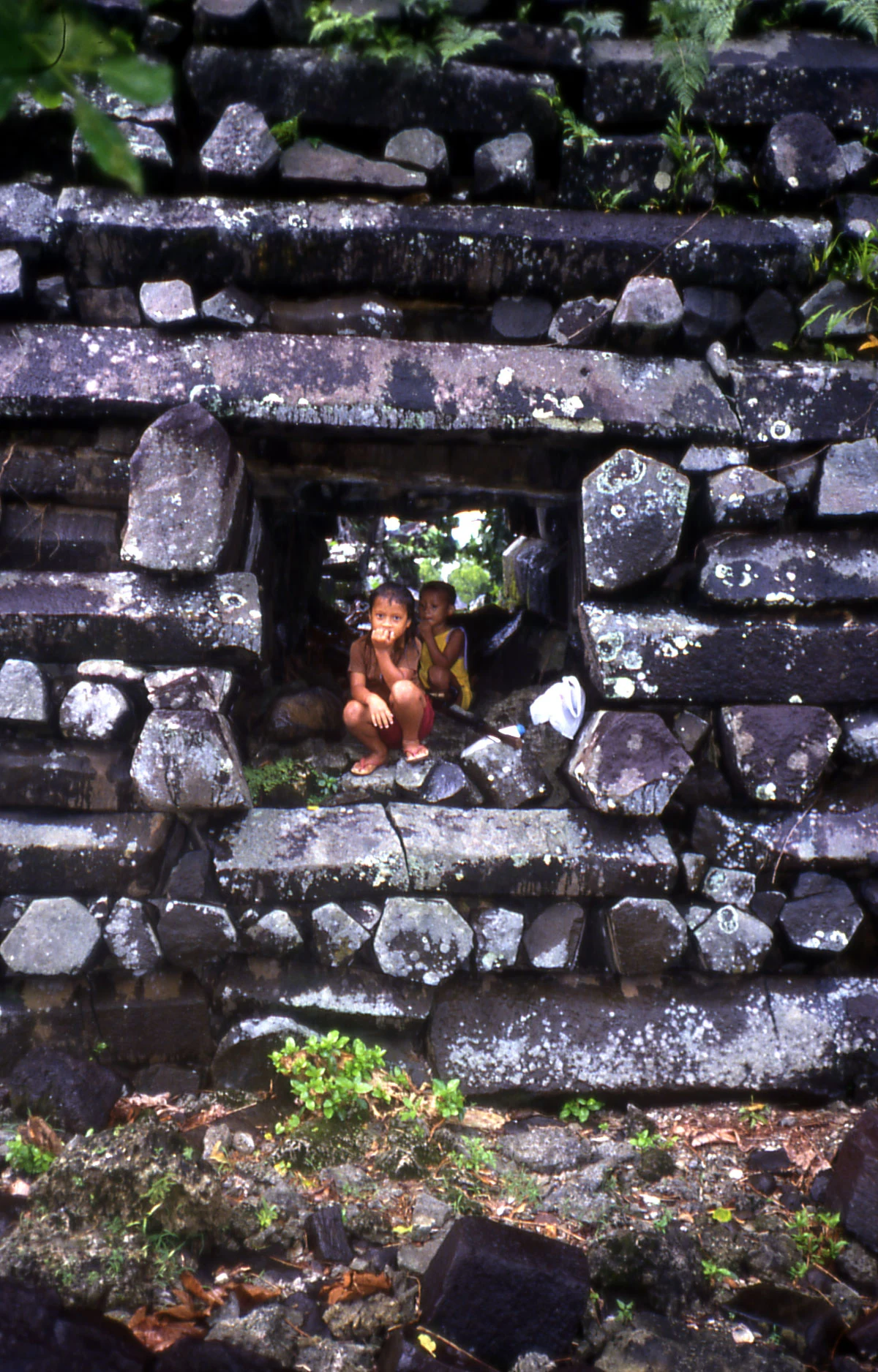 Basalt walls and a canal at Nan Madol in Pohnpei.