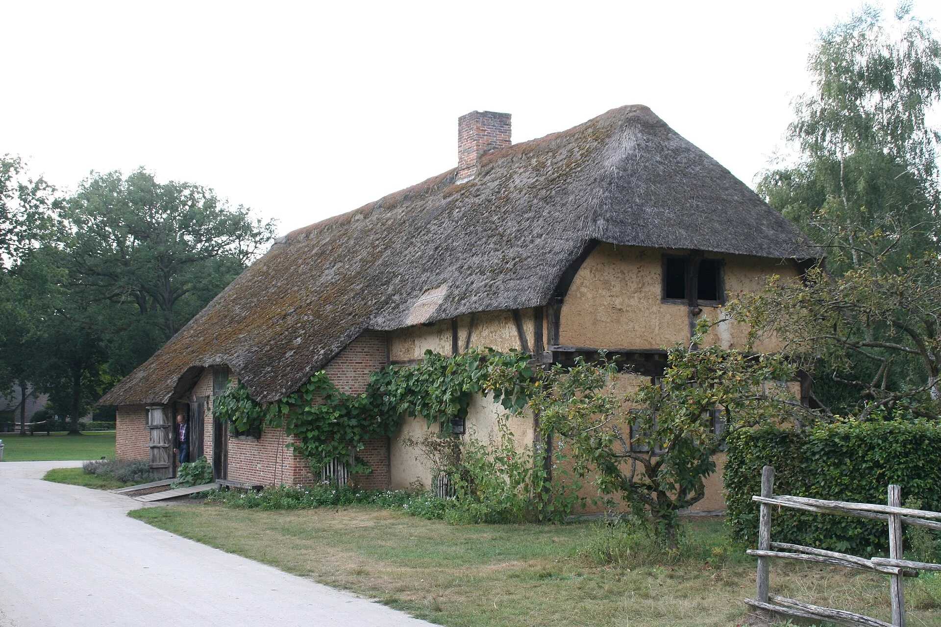 Historic Flemish rural farmhouse at Bokrijk Open-Air Museum.