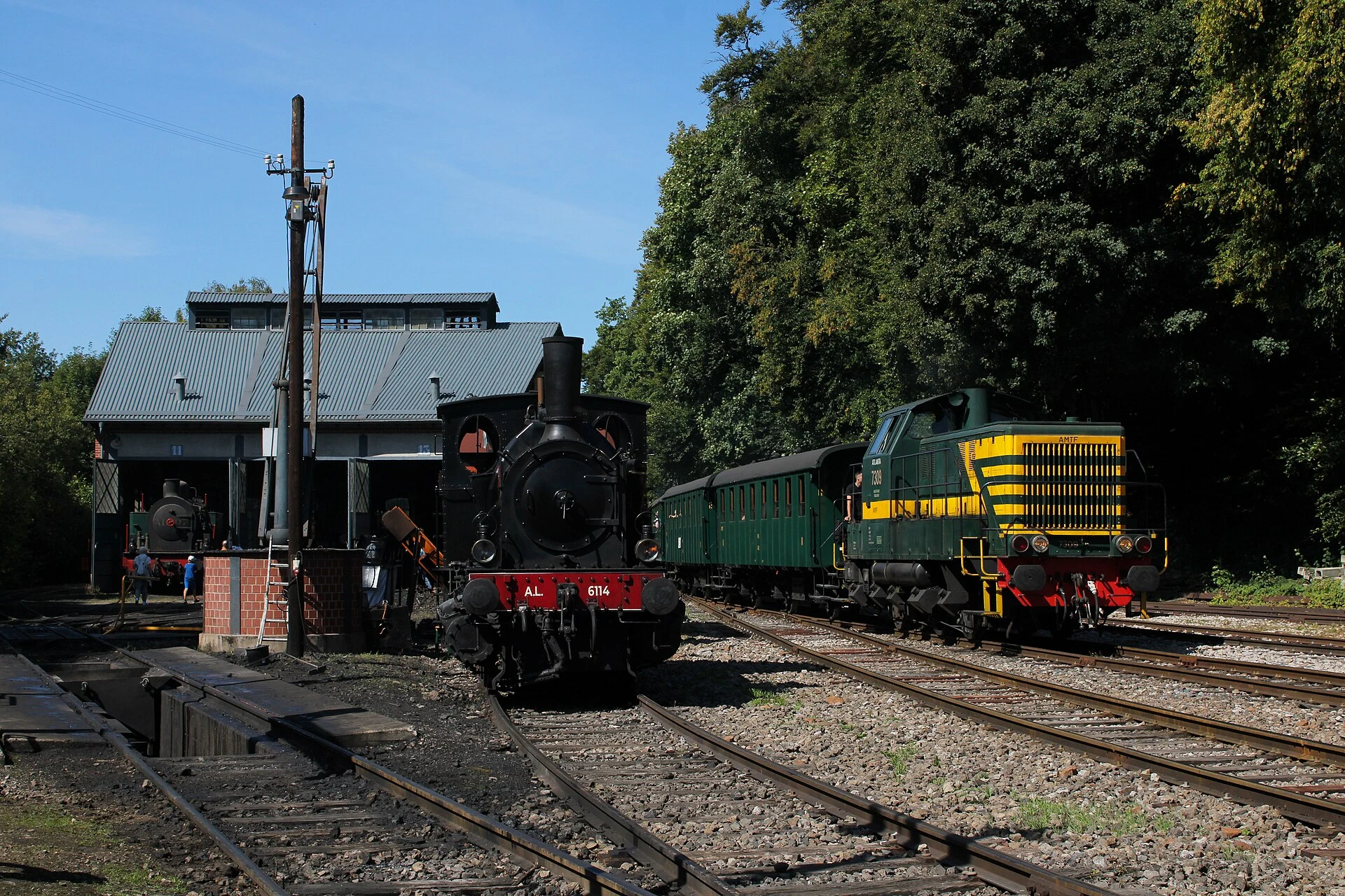 Historic train at Fond-de-Gras station in southern Luxembourg