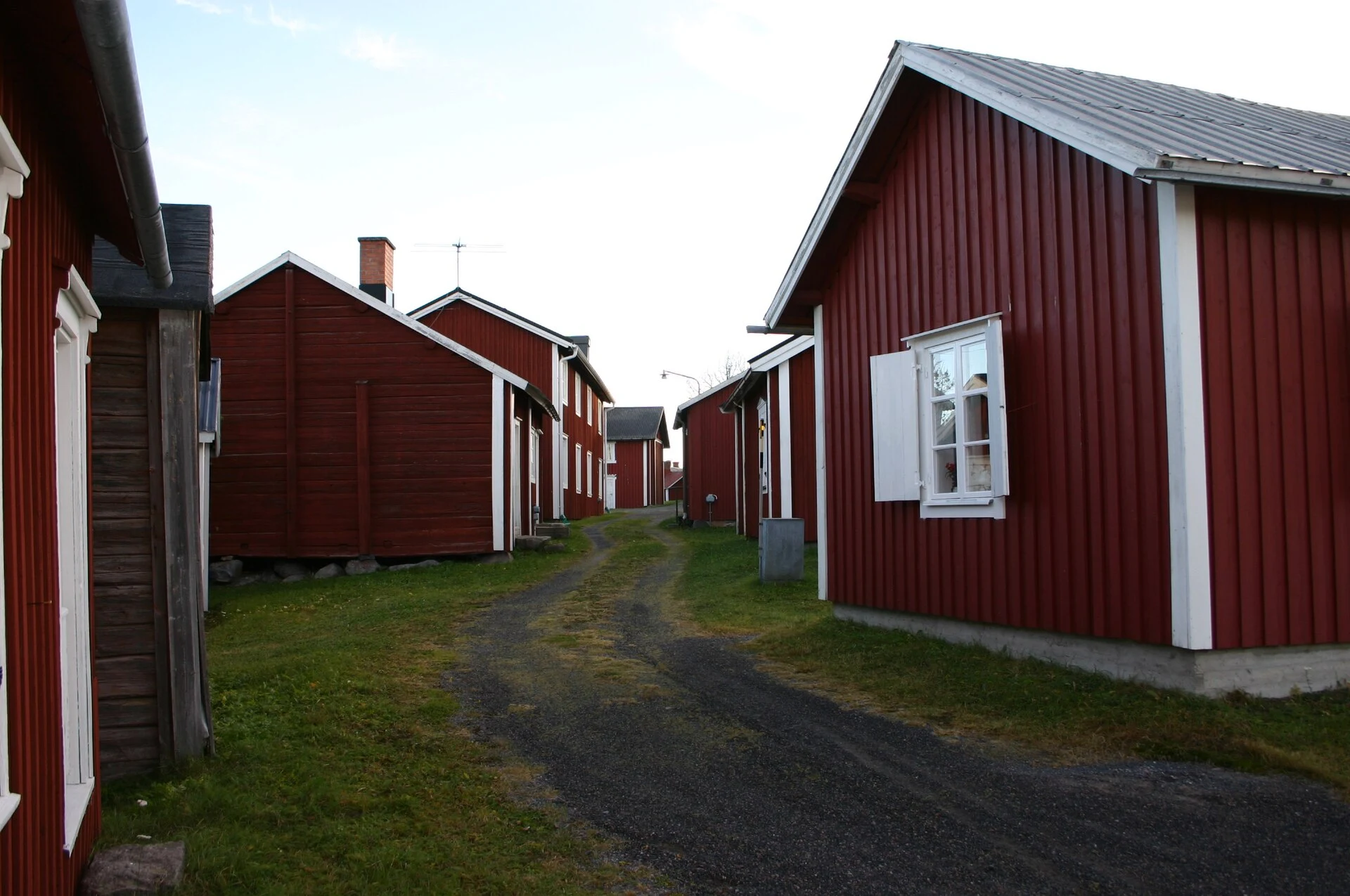 Traditional rural building and sheep at the Hägnan open-air museum in Gammelstad.