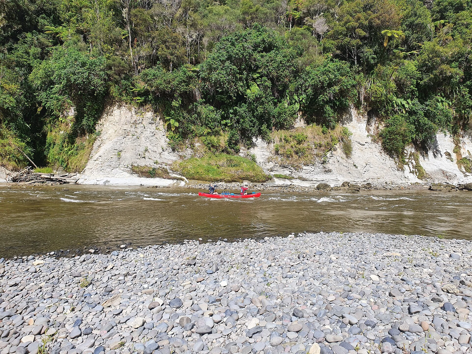 Bridge to Nowhere rises above forest in the Mangapurua Valley.