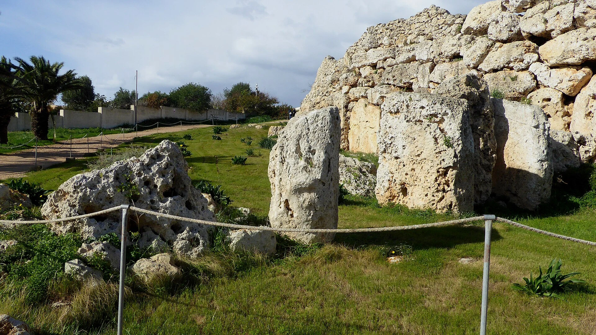 Ġgantija megalithic temples amid the rural landscape of Xagħra, Gozo.