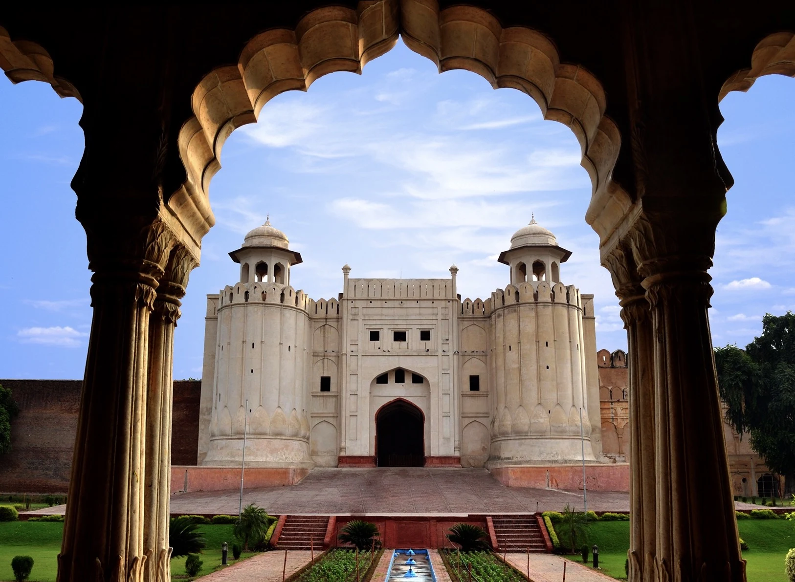Restored detail of the Picture Wall at Lahore Fort.