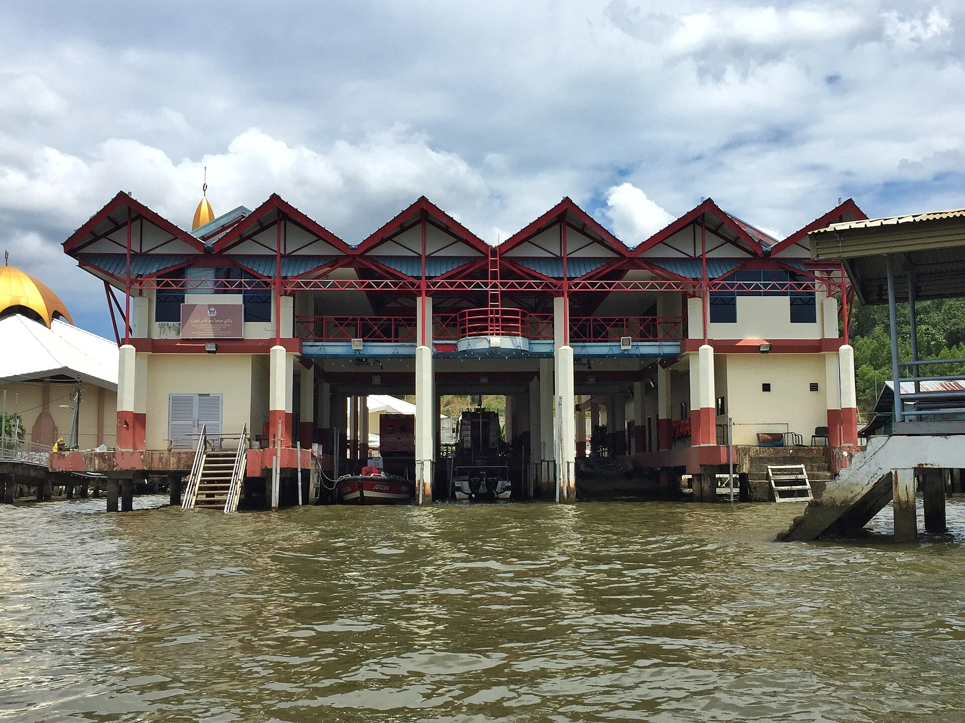 Wooden walkway connecting homes and jetties in Kampong Ayer.