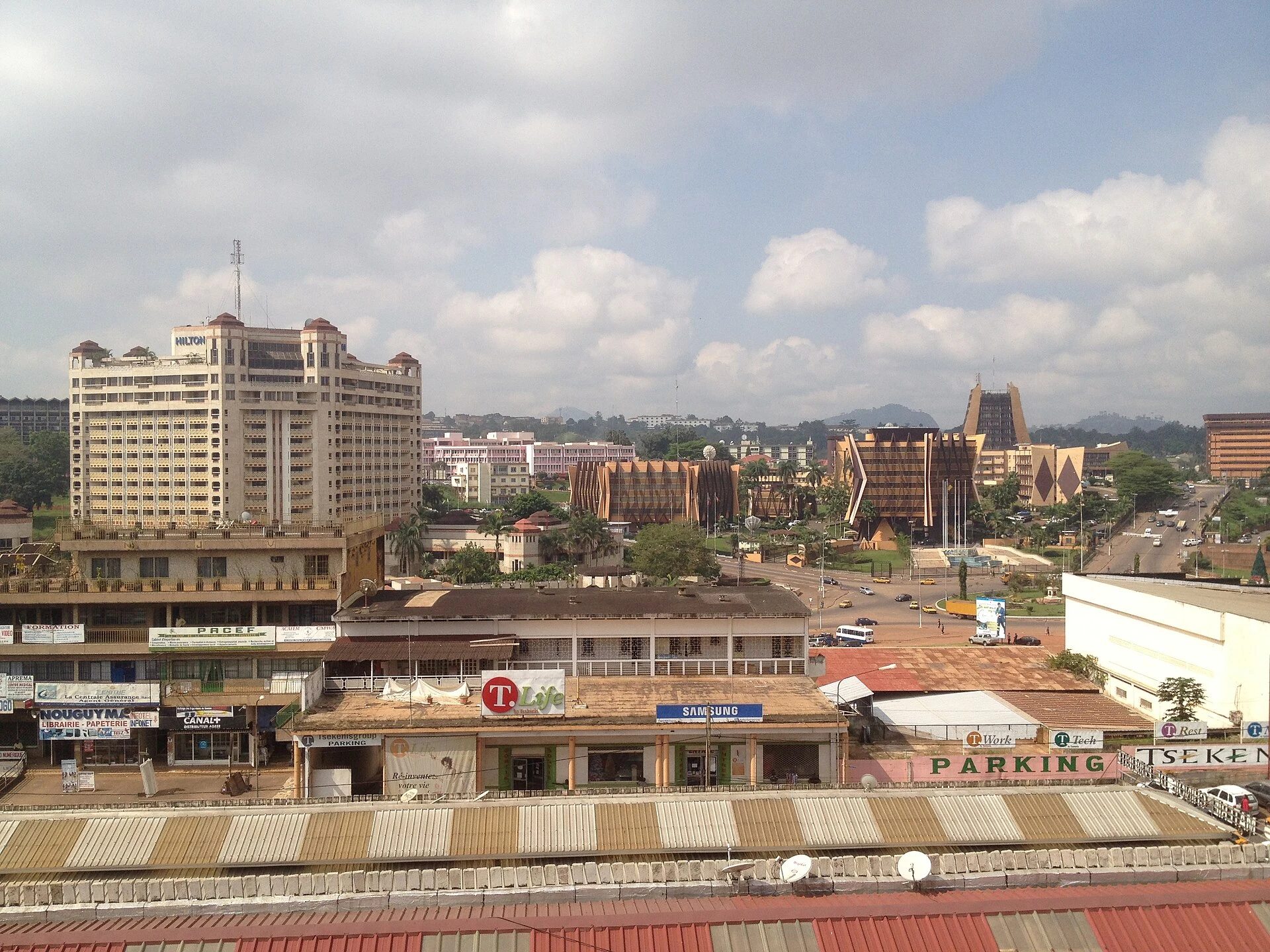 Daytime street in Yaoundé, Cameroon.