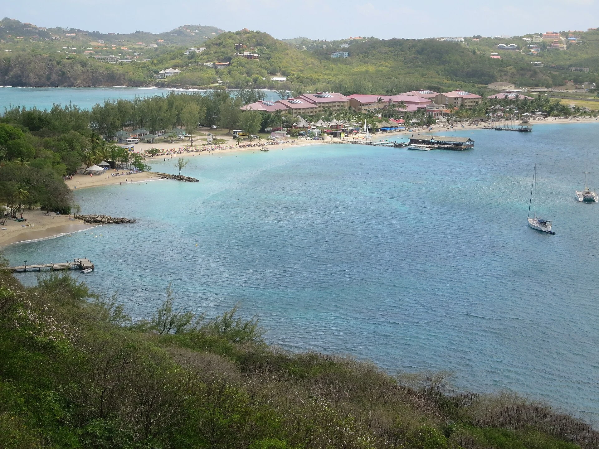 Fort Rodney ruins and cannon platforms at Pigeon Island, Saint Lucia.
