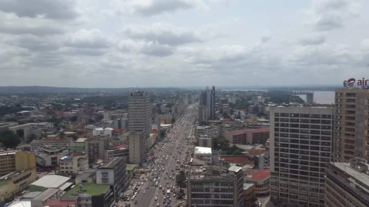 Urban panorama of Kinshasa, capital of the Democratic Republic of the Congo.