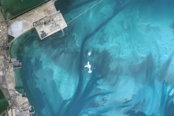 Generic island coastline in the Gulf, with no identifiable location.