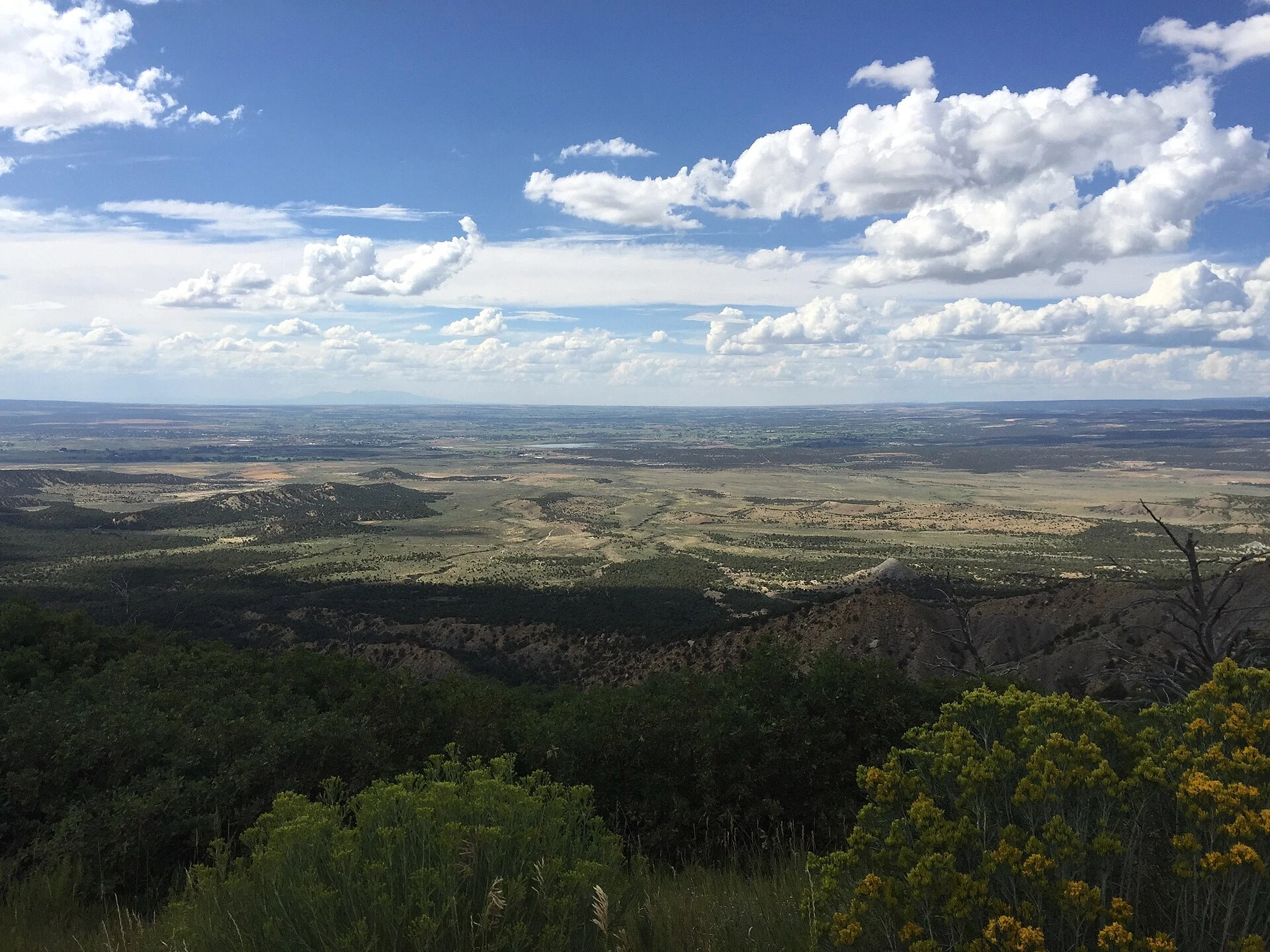 Overlook across canyons and mesa landscape in Mesa Verde.