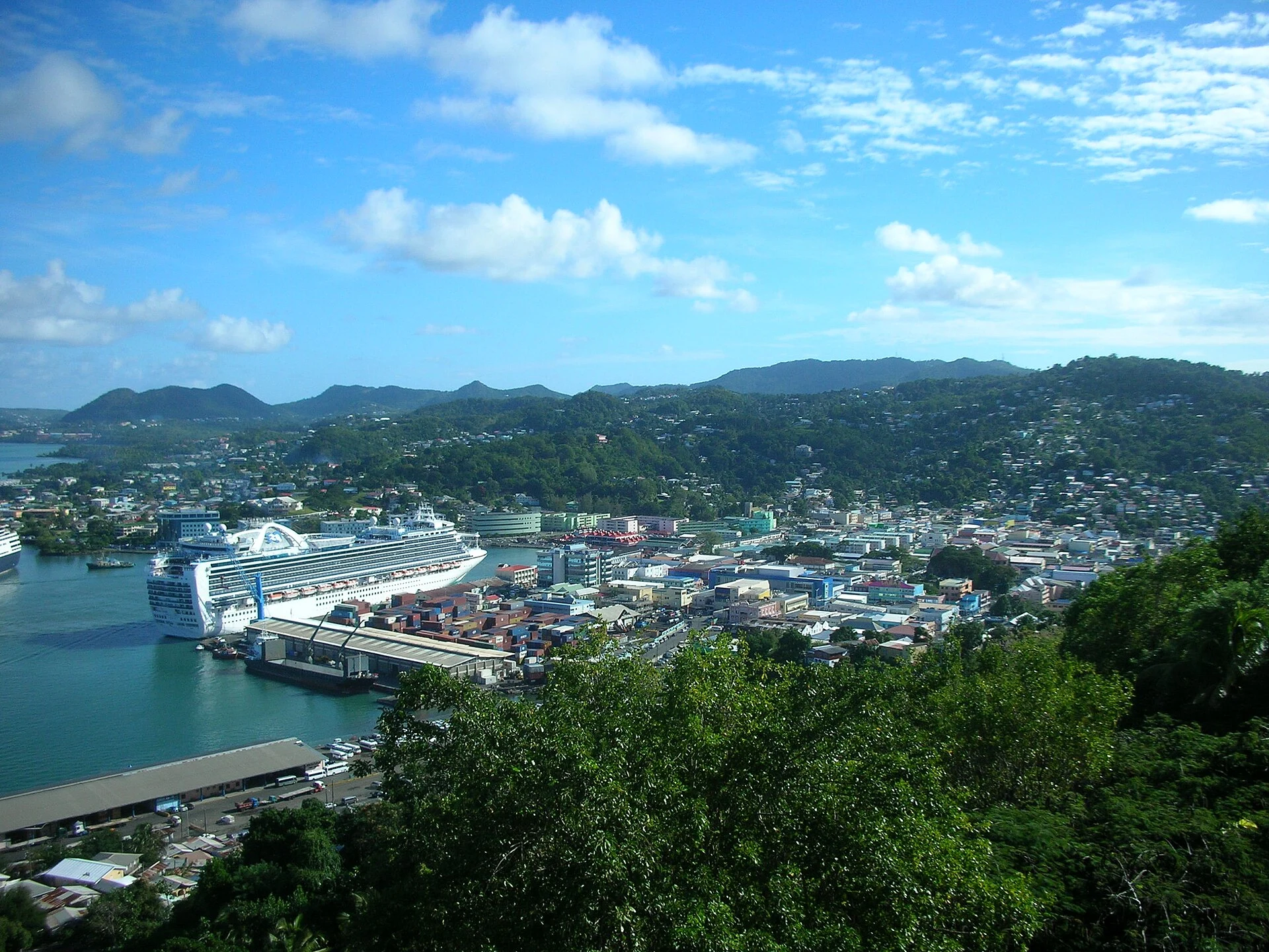 Identifiable view of Castries, the capital of Saint Lucia.