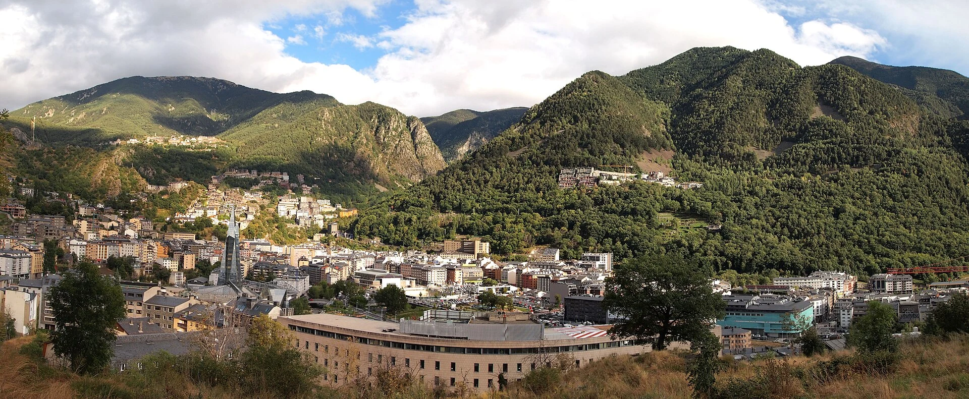 Town sign identifying Andorra la Vella