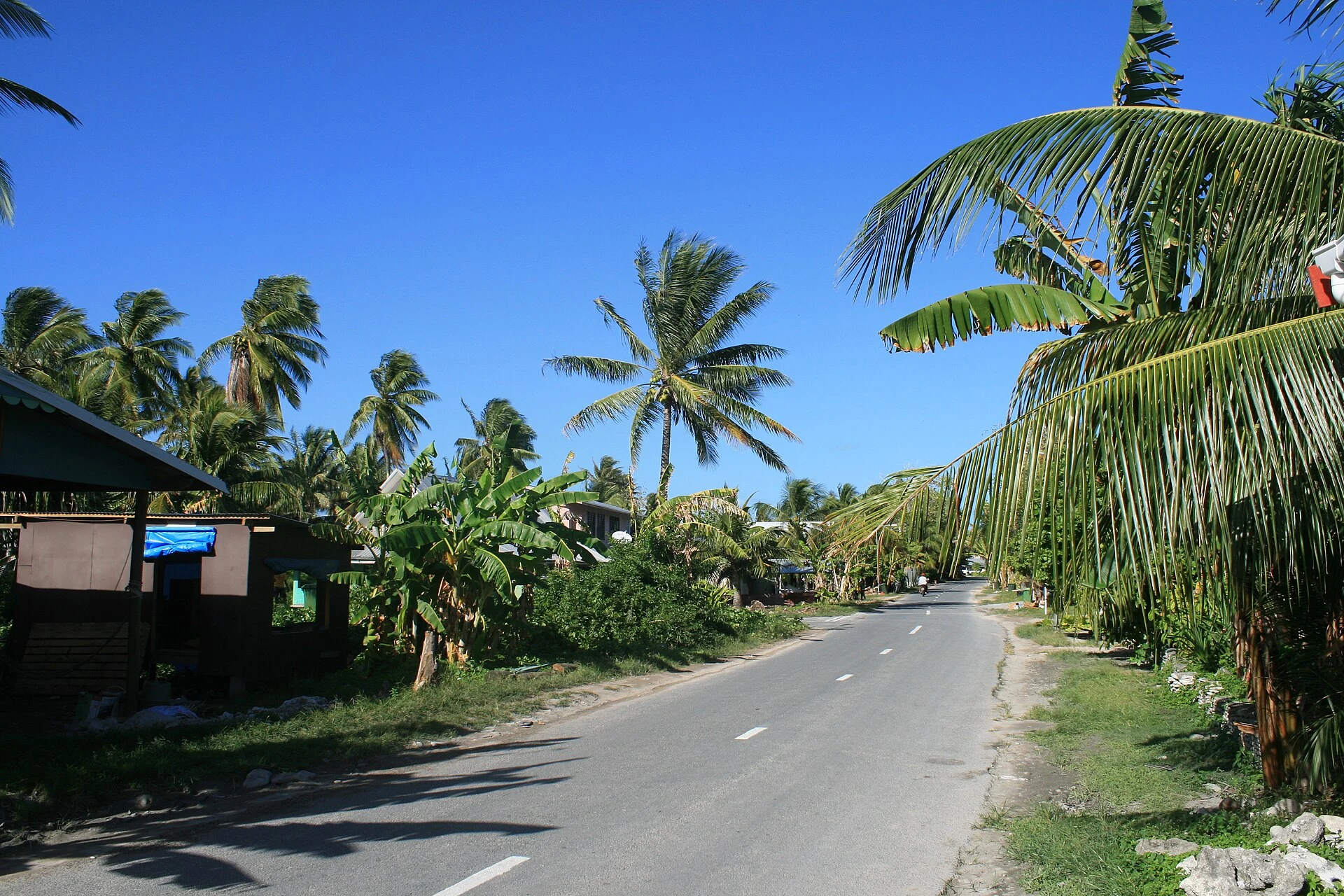 Small boat with life jackets ready to cross Funafuti Lagoon.
