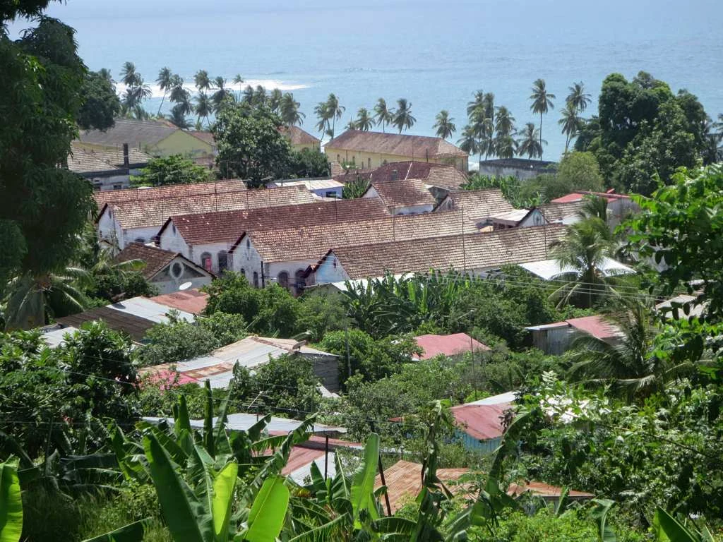 Historic infrastructure at Água Izé plantation in São Tomé