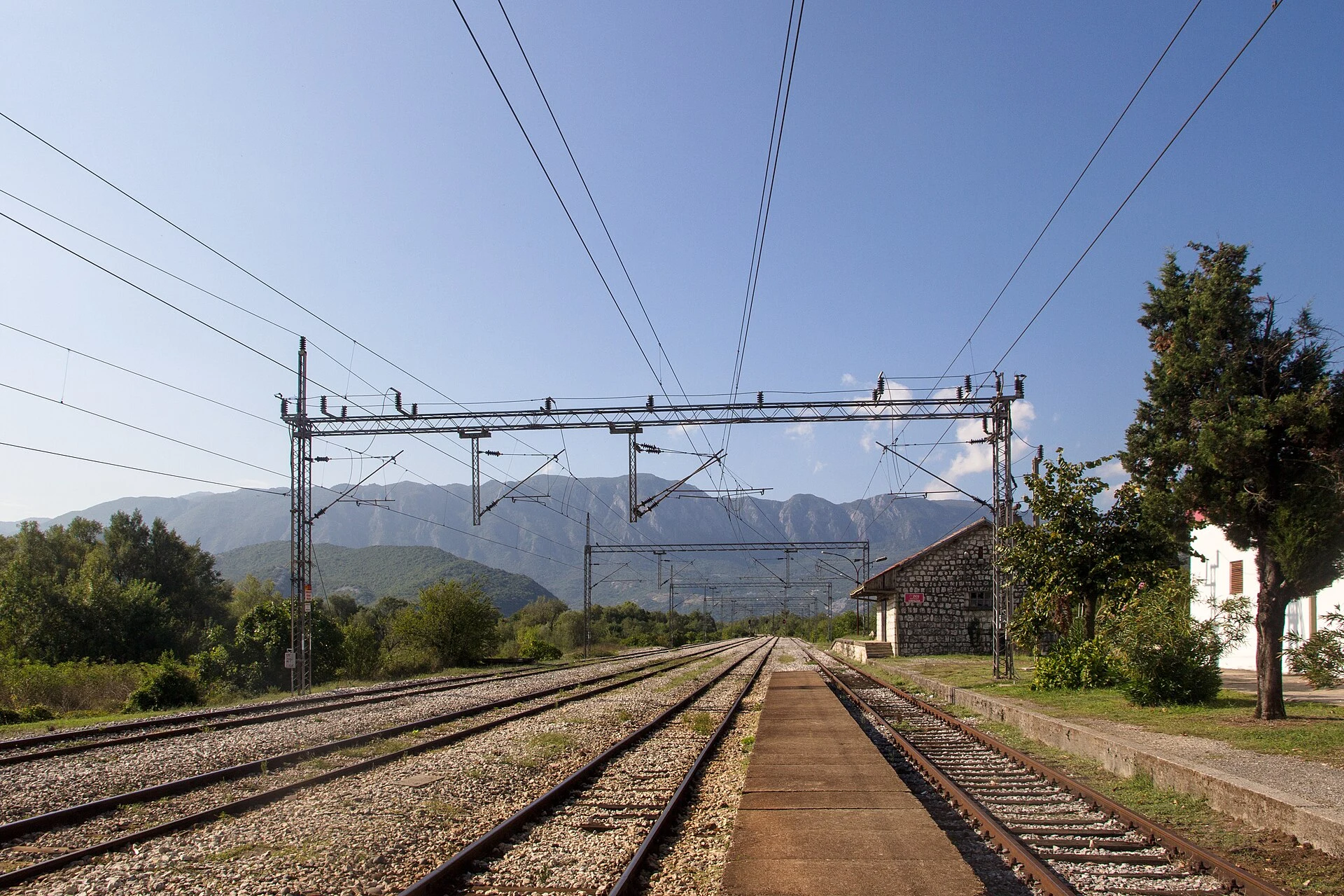 Regional train arriving in Virpazar for Lake Skadar.