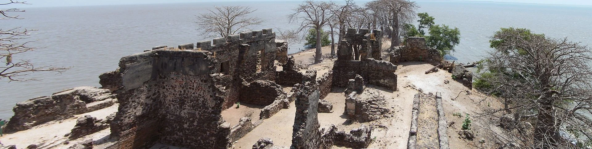 Ruins of the fort on Kunta Kinteh Island beside the Gambia River.
